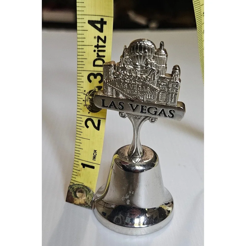 Vintage Las Vegas Skyline‎ Souvenir Bell Silver Tone Metal Collectible travel